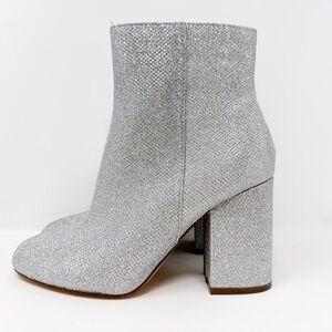 Madden Girl Riving Shimmering Glitter Metallic Silver Heeled Ankle‎ Bootie